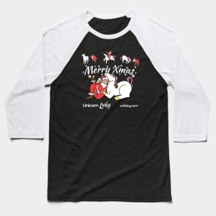 Xmas in black with Unicorn Luky and Santa Baseball T-Shirt